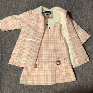 EUC AUTHENTIC BURBERRY WOOL DRESS AND PEACOAT SET, 12 month